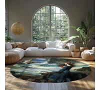 Miranda the Tempest 1916 by John William Waterhouse Area Rugs Classic Pre Raphaelites Woman Portrait Circle Carpet for Living Home Decor 61cm（Round）