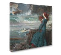Miranda The Tempest by John William Waterhouse Canvas Print | Gallery Wrapped 30mm Frame Wall Art | 14x14 inches | Ready to Hang | Modern Picture | Living Room Bedroom Lounge Office