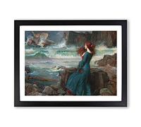 Miranda The Tempest By John William Waterhouse Classic Painting Framed Wall Art Print, Ready to Hang Picture for Living Room Bedroom Home Office Décor, Black A2 (64 x 46 cm)