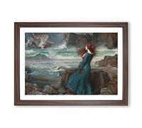 Miranda The Tempest by John William Waterhouse Framed Print | A2 Walnut Framed Wall Art | Ready to Hang | Modern Nature Picture | Living Room Bedroom Lounge Office