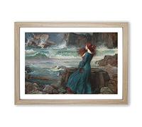 Miranda The Tempest by John William Waterhouse Framed Wall Art Print A2 Oak