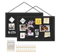 Miratino Bulletin Board Pin Board, 16 "x11 Black Linen Cork Boards for Walls, Wood Framed Display Bulletin Cork Picture Board for Office Room School Bedroom (2-Pack)