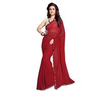 Mirchi Fashion Women's Mirror Border Latest Traditional Party Indian Bollywood Designer Saree (Red-Free Size)
