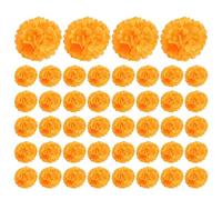 Mircube 3.9inch Marigold Flowers Artificial Day of the Dead Flower 50Pcs Fake Marigold Flowers for Marigold Garland Making
