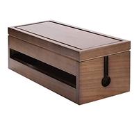 Mircube Cable Management Box Wooden Cord Organizer Box for Extension Cord Power Stripe Surge Protector Wire (Coffee Color)