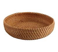 Mircube Handmade Autumn Rattan Weaving Round Storage Basket Fruit Dish Rattan Bread Basket for Kitchen Food Picnic Bread Mini Container