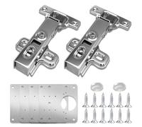 Mirdinner Cabinet Hinges - 2Pcs Soft Close Cabinet Door Hinges with 4Pcs Repair Plates, Bumpers & Mounting Screws for Kitchen Cupboard Doors