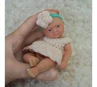 Mire & Mire Reborn Baby Dolls 4.5" Girl Open Eyes Micro Preemie Full Body Silicone 13cm Baby Doll Lifelike Mini Silicone Doll-Pink