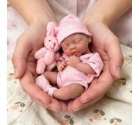 Mire & Mire Reborn Baby Dolls 7 Inch Silicone Doll Mini Realistic Newborn Baby Dolls Silicone Full Body Stress Relief Hand Made-Sleeping Girl