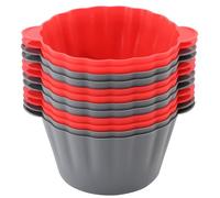 Mirenlife 12 Pack Reusable Non-stick Large Silicone Baking Cups, 3.54 Inch Jumbo Silicone Cupcake Liners, Cake Molds with Handles, Large Silicone Muffin cups, Red and Gray, MIREN-K231001