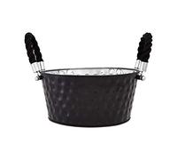 Miressa Party Bucket, Hammered Effect/Rope Handle, Black Stainless Steel, Large