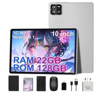 MIRGAMO Android Tablet 10 Inch, Tablets 22GB RAM+128GB ROM (TF 1TB) Octa-Core/1920 * 1200 pixel/5G+WiFi 6,Widevine L1/8000mAh,Bluetooth 5.0/GMS/8+16MP/Widgets/Tablet with Keyboard+Mouse -Silvery