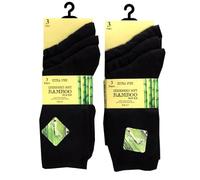 Mirha Ladies Anti Bacterial Extra Fine Soft Grip Bamboo Socks 6 Pairs UK Size 4-7 (Black)