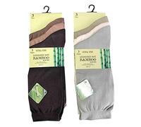 MIRHA Ladies Anti Bacterial Extra Fine Soft Grip Bamboo Socks 6 Pairs UK Size 4-7 (Light Assorted)