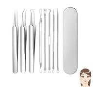 Mirhua Square Tweezers, Precision Tweezers, Acne Needles (Set of 8), Tip Width 0.004" (0.1mm), Universal Type, Square Plug, Tweezers, Ultra-Thin, Supervised by a