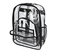 Miriam Song Transparent Backpack Durable PVC School Bag Large Capacity Clear Bookbag for Students Outdoor Travel Black 18.6oz 43 x 32.5 x 15cm