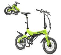 MiRiDER 16 Inch Folding Electric Bike 250W - Compact Lightweight Commuter eBike, Magnesium Alloy Frame, 45 Mile Range, 36V Samsung Battery, Fast Charge, UK Engineered (Single Speed, Acid Green)