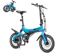 MiRiDER 16 Inch Folding Electric Bike 250W - Compact Lightweight Commuter eBike, Magnesium Alloy Frame, 45 Mile Range, 36V Samsung Battery, Fast Charge, UK Engineered (Single Speed, Azure Blue)