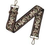MIRIFRIGE Wide Embroidery Purse strap Replacement Crossbody Bag Strap Adjustable Floral Canvas Guitar Straps for Handbags, Vintage Glittering Floral, Medium