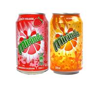 Mirinda Orange and Strawberry Soft Drink Bundle - Assorted Sparkling Drinks 330ml Cans - 12x Orange + 12x Strawberry - Total 24 Cans Boxed Treatz