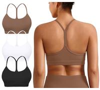 MIRITY 3 Pack Women's Padded Y-Back Sports Bra - Low-Impact Spaghetti Strap for Yoga Workout Top