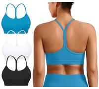 MIRITY 3 Pack Women's Padded Y-Back Sports Bra - Low-Impact Spaghetti Strap for Yoga Workout Top