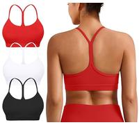 MIRITY 3 Pack Women's Padded Y-Back Sports Bra - Low-Impact Spaghetti Strap for Yoga Workout Top