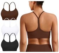 MIRITY 3 Pack Women's Padded Y-Back Sports Bra - Low-Impact Spaghetti Strap for Yoga Workout Top