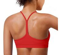 MIRITY Padded Y-Back Sports Bra for Women - Racerback Low Impact Spaghetti Strap for Yoga Workout Top DarkRed