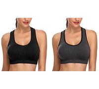 MIRITY Women Racerback Sports Bras - High Impact Workout Gym Activewear Bra Color Black Grey Size 2XL