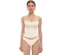 MIRITY Women's Sexy Double Lined Square Neck Tank Top - Y2K Going Out Adjustable Spaghetti Strap Cami, White, S