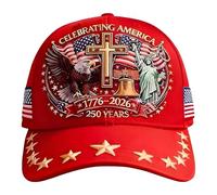 MIRJXB 250 Anniversary USA Hat, Commemorative Patriotic Baseball Cap with Red Star Cross Design, Adjustable Fit for Patriotic Holidays and Daily Wear