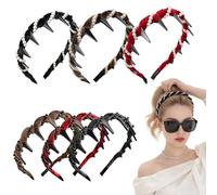 MIRJXB Retro High Skull Pearl Headband, Vintage High Cranium Headbands for Women, 6Pcs Set with Crystal and Pearl Designs, Reversible Non Slip Headband for Party Wedding Daily Casual Wear