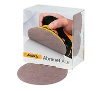 Mirka 2975213 Abranet Ace Sanding Disc - 150mm Grip - P220 Grit - Grain: Ceramic/Ceramic Coated - Bonding: Resin Over Resin - Backing: PA Net/PES Net - Light Maroon - Pack contains 50 pieces