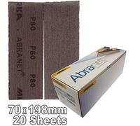 Mirka 5415005080 P80 Grit Abranet Abrasive Hook'N'Loop HookIt Hook-it Sanding Strips Pack of 20 70mm x 198mm P400 Grit 70x198mm dust Free Very Uniform Scratch Pattern Leaving an Ultra Smooth Finish