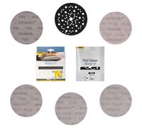 Mirka Abranet Mesh Sanding Discs Ø 150 mm Hook & Loop/Mixed Pack with 10 Discs Each of Grit P80, P120, P180, P240, P320 / Includes Pad Saver / 51 pcs/For All 150 mm Random Orbital Sanders
