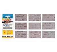 Mirka Abranet net sandpaper strips 70 x 125mm Hook & loop/Mix-pack 1 of each grit 80, 100, 120, 150, 180, 220, 320, 400, 600/9 pcs/for sanding wood, walls, metal, filler, varnish, plastics