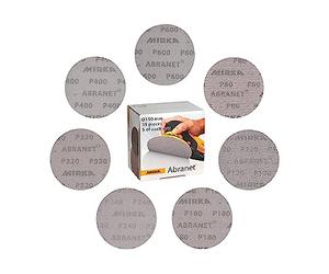 Mirka Abranet sanding discs 150mm Hook & Loop Mixpack 35 pcs | Mix-Pack 35 Abranet Hook & Loop Discs For All 150mm Eccentric Sanders Dust-Free Sanding Pads