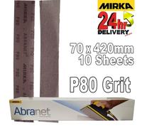 Mirka Abranet Sanding Strips 70 x 420mm Long Bed Abrasive Papers Hook Loop GRIP