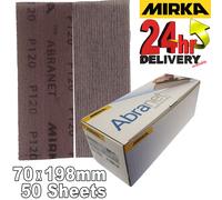 Mirka Abranet Strips 70x198mm P120 Grit 50x HookNLoop Dust Free Sanding Abrasive