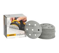 Mirka Iridium Premium-Schleifpapier Ø 90mm Hook & loop 7-Loch, Korn 180, 50 Stk/Zum Schleifen von Lack, Spachtel, Grundierung, Holz, Stahl, Mineralwerkstoffe, Kunststoff