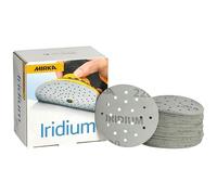Mirka Iridium Premium Sandpaper Ø 77mm 20H Hook & loop Grit 220, 50 pcs/For sanding paint, putty, primer, wood, steel, mineral materials, plastic.
