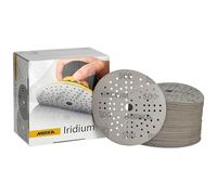 Mirka Abrasive Sheets Iridium Sandpaper Ø 125mm Grit 500 100 pcs | Premium 125mm 89-hole sandpaper for paint putty primer wood steel plastic sanding with hook & loop attachment system