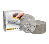 Mirka Iridium Premium Sandpaper Ø 150mm Hook & loop 121-Hole, Grit 320, 100 pcs/For sanding of paint, putty, primer, wood, steel, mineral materials, plastic, glass fibre.