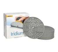Mirka Iridium Premium Sandpaper Ø 150mm Hook & loop 121-Hole, Grit 60, 50 pcs/For sanding of paint, putty, primer, wood, steel, mineral materials, plastic, glass fibre.