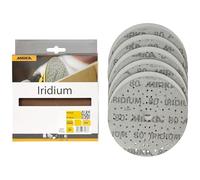 Mirka Iridium Premium Sandpaper Ø 150mm Grip 121-Hole, Grit 80, 10 pcs/For sanding of paint, putty, primer, wood, steel, mineral materials, plastic.