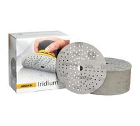 Mirka Iridium Premium Sandpaper Ø 150mm Hook & loop 121-Hole, Grit 500, 100 pcs/For sanding of paint, putty, primer, wood, steel, mineral materials, plastic, glass fibre.