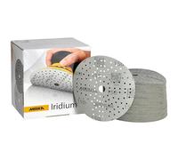 Mirka Iridium Premium Sandpaper Ø 150mm Hook & loop 121-Hole, Grit 150, 100 pcs/For sanding of paint, putty, primer, wood, steel, mineral materials, plastic, glass fibre.