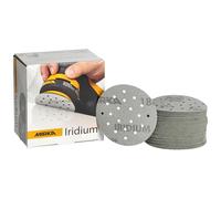 Mirka Iridium Premium Sandpaper Ø 77mm 20H Hook & loop Grit 180, 50 pcs/For sanding paint, putty, primer, wood, steel, mineral materials, plastic.
