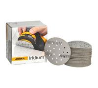 Mirka Iridium Premium Sandpaper Ø 77mm 20H Hook & loop Grit 400, 50 pcs/For sanding paint, putty, primer, wood, steel, mineral materials, plastic.